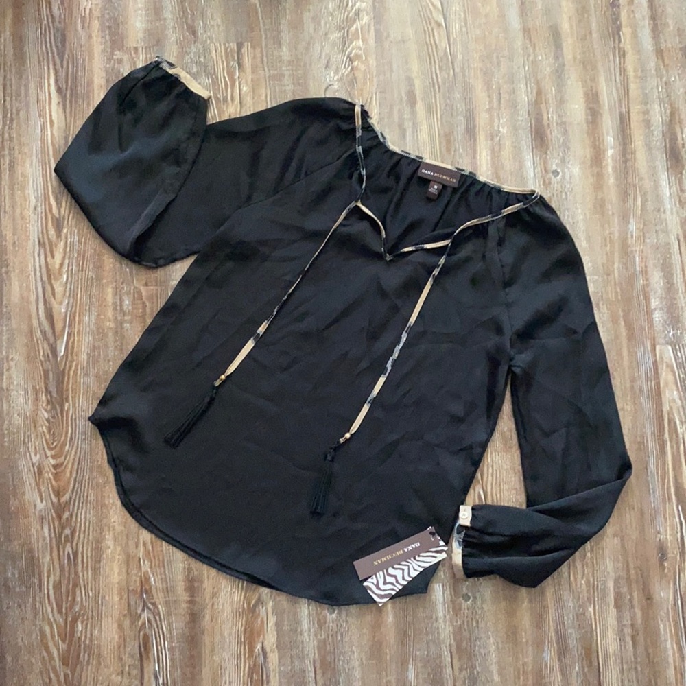 Dana Buchman Black Balloon Sleeve Blouse